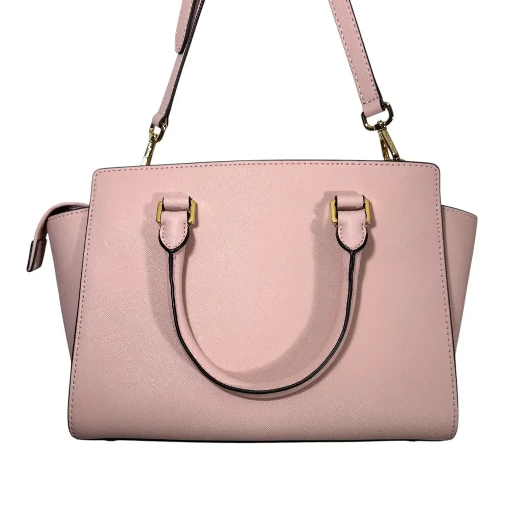 Michael Kors Selma Medium Satchel Blossom Pink Saffiano Crossbody - Picture 2 of 16